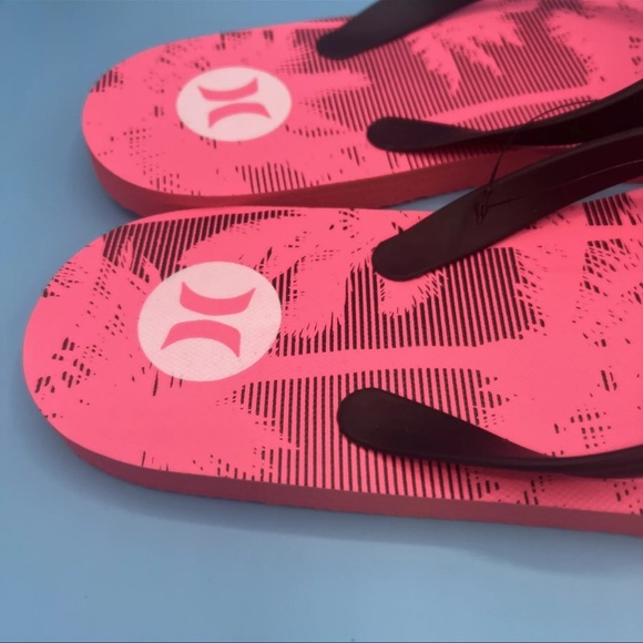 HURLEY Men SZ 10&12 Flip Flops Sandals Shoes Tropical Palm Tree Rubber Thongs - Picture 4 of 8